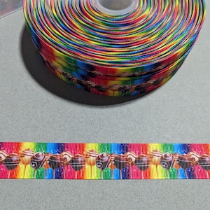 3 Yards of 7/8&quot; Ribbon - Rainbow Colors with Chocolate Cake Pops #11433 - Decorative Tape, Sew on Trim, Junk Journal Add On