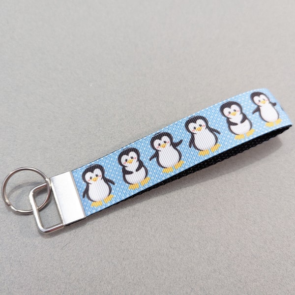 Penguin Keychain | Tuxedo Penguins Key Fob | 1" Wide Wristlet Keychain | Fob Key Chain | Animal Keychain | Arctic Penguin Wristlet Lanyard