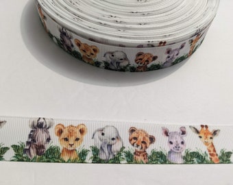 3 Yards of 7/8" Ribbon - Baby African Animals #11312