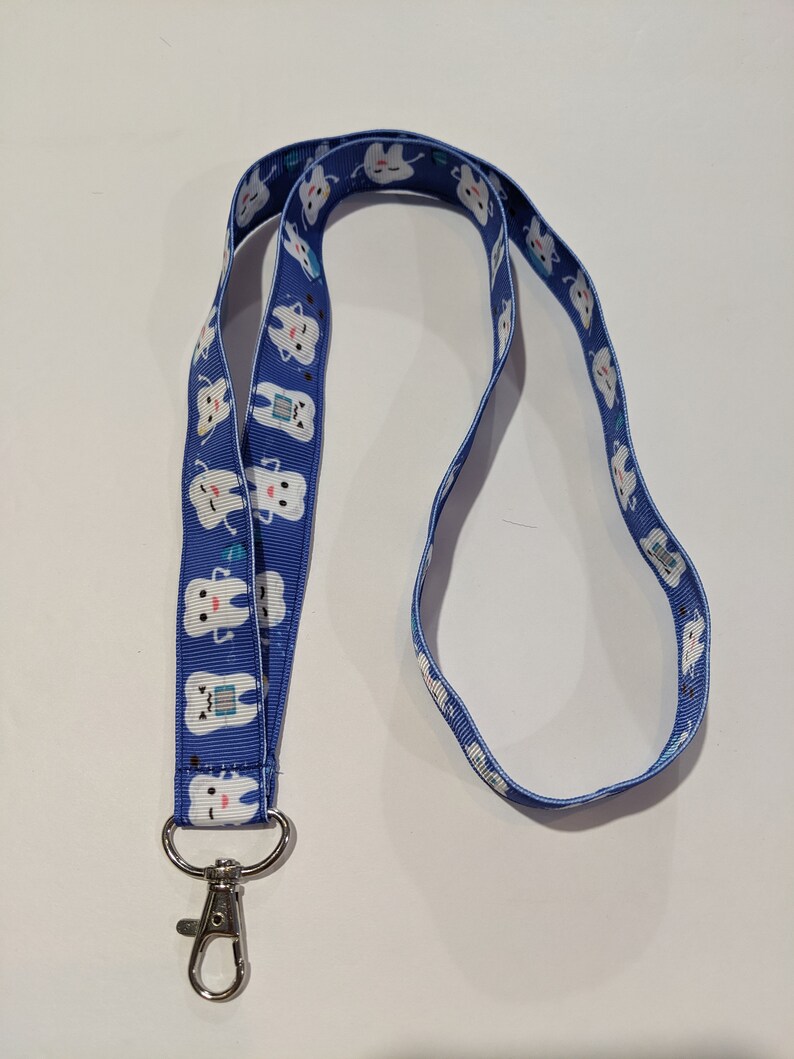 Dentist Cavity Tooth Brush Your Teeth Handmade 1 Wide ID Lanyard with a Lobster Claw Clasp