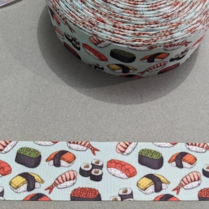 Sushi Print Grosgrain Ribbon - 1.5&quot; Wide, 2 Yards Trim