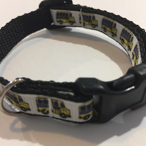 School Bus Dog Collar Bus Small Collar 1/2 Inch Wide Small Collar Breakaway Cat Collar Cute Dog Collar Narrow Dog Collar image 1