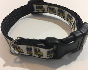 School Bus Dog Collar | Bus Small Collar | 1/2 Inch Wide Small Collar | Breakaway Cat Collar | Cute Dog Collar | Narrow Dog Collar