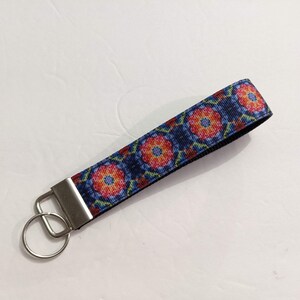 Tie Dye Mandalas Keychain, Key Fob Wristlet, 1 Inch Wide by 6 Inches Long, New Car or Driver Gift, Handle Style Key Ring, Cute Gift Idea
