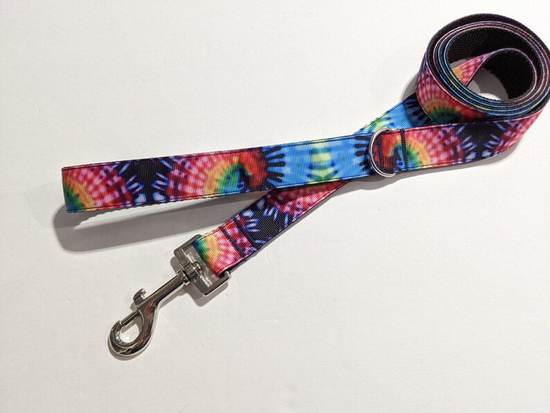 Navy Blue and Aqua Blue Tie Dye Swirls Hippy Handmade 1 Wide 3,4,5,6,7,8 Foot Dog or Pet Leash