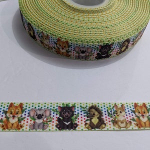 1 mètre de ruban 7/8" - bébés animaux, kangourou, koala, renard, ours #11340 - ruban décoratif, garniture à coudre, journal indésirable