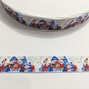 Snowman Family Grosgrain Ribbon - 7/8 inch Trim, 3 Yards