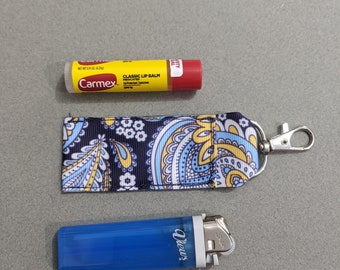 Paisley Lip Balm Holder | Blue Lip Balm Pouch | Fun Lighter Case | Lip Balm Keeper | Lighter Pouch Clip On | Small Clip On Pouch