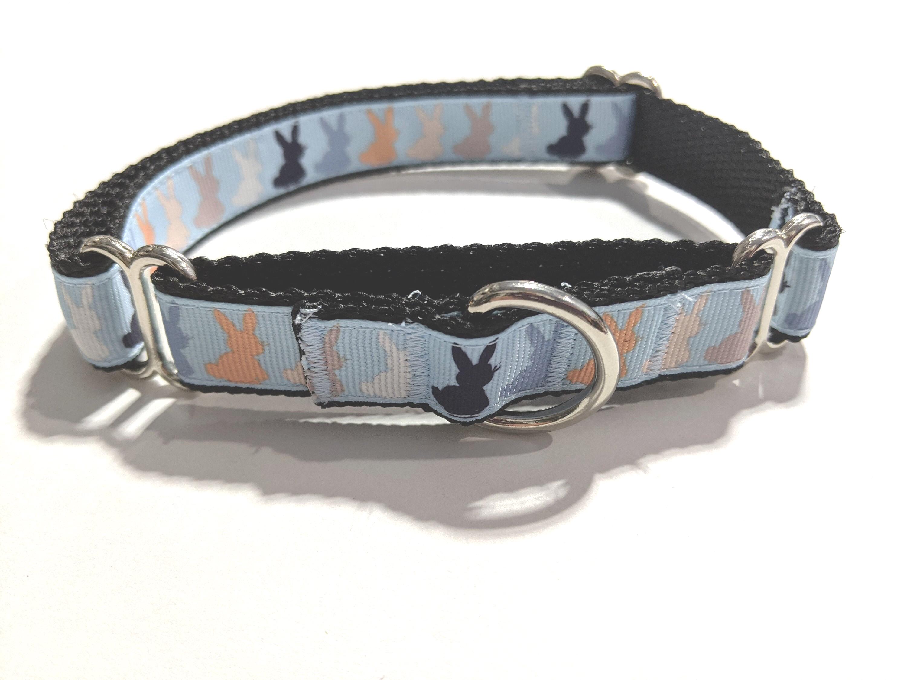 Bunny Rabbits Martingale Dog Collar 3/4" Adjustable Pet Collar, Pick Your Strap Color