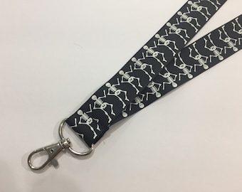 Glow in the Dark Skeleton Lanyard: 1-Inch wide ID Badge Holder
