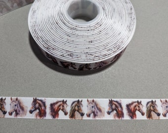 Horse Print Grosgrain Ribbon: 7/8 Inch, 3 Yards Trim