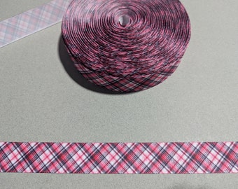 3 Yards of 1" Ribbon - Dark Pink or Light Red and Black Plaid #11450