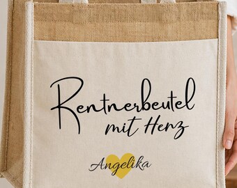 Rentnerbeutel mit Herz – Personalisiert, Nachhaltige Tasche, Geschenk zum Ruhestand, Rentner Geschenk Idee