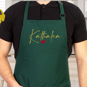 Personalized apron with name – kitchen apron, grill apron, gift for men and women, adjustable, with pocket, cooking apron