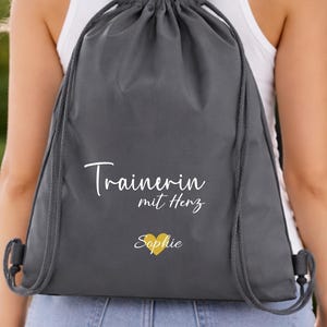 Bolsa de gimnasio personalizada para entrenadora con corazón – bolsa deportiva con nombre – regalo para entrenadora – bolsa de gimnasio personalizada