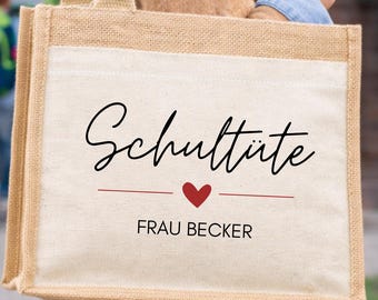 Canvas schooltas – Gepersonaliseerd kerstcadeau-idee voor leraren, afscheidscadeau, cadeau voor de start van het schooljaar, kerstcadeau