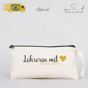 Teacher with heart - Personalized pencil case for teachers, gift idea for school, office, thank you, farewell gift
