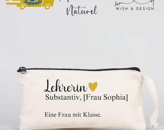Lehrerin Mäppchen, Geschenk Lehrerinnen, Personalisiert Lehrer Geschenk, Abschied Schule, Kosmetiktasche, Federmäppchen Lehrer, Etui Frau