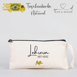 Teacher&#39;s pencil case with name | Teacher WITH HEART bag | Back to school gift | Teacher&#39;s cosmetic bag