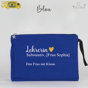 Cosmetic bag teacher, gift for teachers, personalized make-up bag, pencil case teacher, farewell school, woman with class