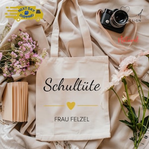 Sac en toile pour écolier – Idée cadeau personnalisée pour les enseignants | Cadeau de rentrée scolaire | Sac fourre-tout personnalisé pour enseignant