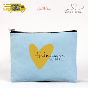 Midwife Treasures Cosmetic Bag with Heart Motif – Gift for Midwife – Make-up Bag – Thank You Midwife – Fabric Case