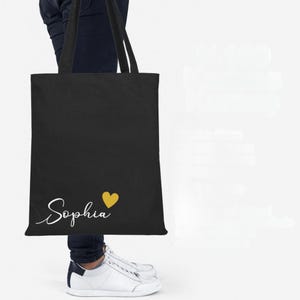 Personalisierte Stofftasche mit Name & Herz - Baumwolltasche mit Wunschname - Geschenk für Frauen - Nachhaltige Einkaufstasche