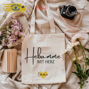 Midwife Gift Cotton Bag – Midwife Tote Bag | Personalized Midwife Bag – Custom Canvas Bag for Women with Heart