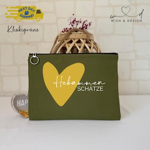 Midwife Treasures Portfolio Bag – Personalized Cosmetic Bag – Gift for Midwife – Case with Heart – Large Makeup Bag