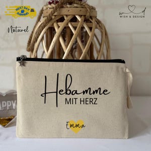 Personalized Midwife Cosmetic Bag – Midwife with Heart Cosmetic Bag – Custom Makeup Pouch – Gift for Midwife – Name Included