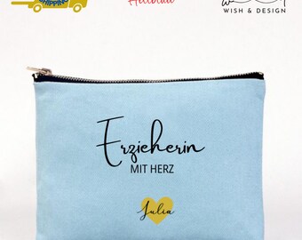 BLUPARK Kosmetiktasche Für Erzieher – Mit Spruch 'I Love My Job For All The Little Reasons'