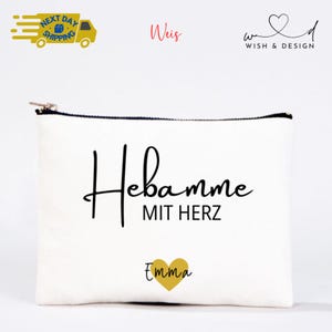 Personalized Midwife Bag – Custom Midwife Gift Bag | Cosmetic Bag with Name | Makeup Organizer | Midwife with Heart Pouch