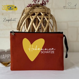 Personalized Midwife Treasures Bag – Make-up Bag with Heart – Thank You Midwife – Makeup Case – Gift Birth