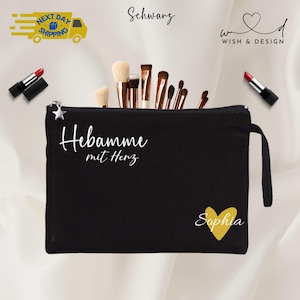 Midwife with heart – personalized cosmetic bag with name – midwife gift – birth thank you – midwife bag heart