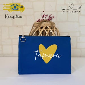 Bolsa carteira personalizada com nome em forma de coração, clutch feminina de algodão, presente para aniversário, formatura, organizadora para iPad, bolsa de cosméticos