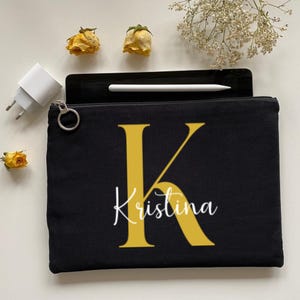Cartera personalizada para iPad con iniciales y nombre: regalo para mujer, día de San Valentín y día internacional de la mujer, bolsa para cosméticos