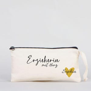 Trousse personnalisée pour les éducateurs avec cœur – cadeau avec nom – adieu garderie et maternelle – trousse pour enseignants