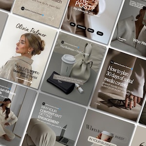 Pinterest-Inspired Instagram Templates, Neutral Social Media Manager Posts, Canva Editable ( digital download)