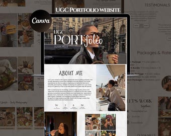 Ugc Creator Portfolio, Website Canva Editable Template,  Pinterest Inspired Foodie Lifestyle Influencers (Digital Download)