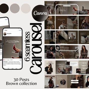 カルーセルテンプレート、ソーシャルメディアマネージャー、ポートレートInstagram投稿、シームレスカルーセル、ブラウンソーシャルメディア、大胆なInstagram、Canva編集可能