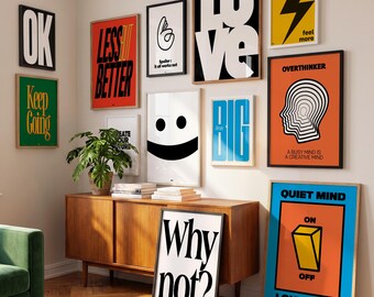 Bold Wall Art Bundle 12 Prints – Dopamine Decor Gallery Wall Set – Motivational Poster – Colorful Modern Wall Art – Digital Download