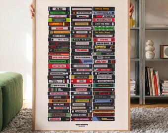 Guess The Movie Print – VHS Cassette Film Quiz Poster – Movie Lover Gift – Cinema Wall Art – Digital Download