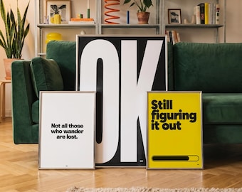 Bold Typography Poster Set of 3, Motivational Wall Art, Modern Graphic Prints, Digital Download