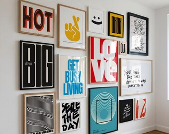 Bold Wall Art Bundle 12 Prints – Good Will Hunting, Get Busy Living, Dream Big, OKOK, HOT – Eclectic Gallery Wall – Digital Download