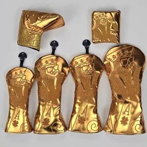 Copritesta per mazza da golf Golden Playing Cards, copritesta per mazza da golf, copritesta per mazza da golf, copritesta per mazza da golf, copritesta per mazza da golf, copritesta per mazza da golf (4-9/P/A/S/X)