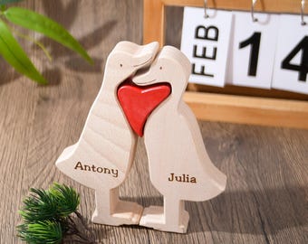Custom Duck Family Puzzle, Wooden Duck Home Decor, New Mom Gifts, Anniversary Gift for Parents, New Dad Gift from Wife, Grandma Present