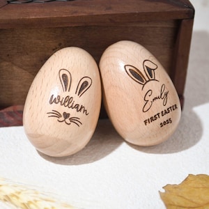 Personalized Musical Easter Egg Shakers, Engraved Wooden Egg Shaker for Kids, Kids Musical Instrument, Easter Gifts, Baby First Easter