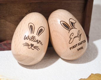 Personalized Musical Easter Egg Shakers, Engraved Wooden Egg Shaker for Kids, Kids Musical Instrument, Easter Gifts, Baby First Easter