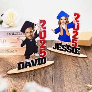 Personalisierte Abschlussfeier Fotodekor, 2025 Abschlussfeier Geschenk, Benutzerdefinierte Gesichtsfotoverzierung, Klasse von 2025 bestandenen Andenken, neues graduiertengeschenk