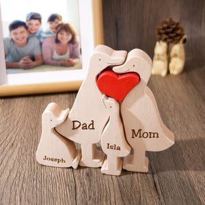 Wooden Duck Family Puzzle of 2-7, Animal Family Decor New Mom Gift, Wedding Anniversary Gift, Housewarming Gift for Mom Grandma Couple